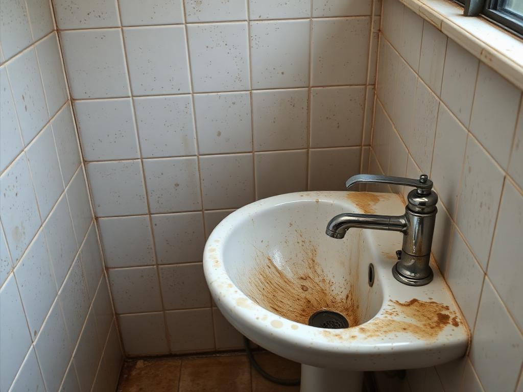 Fürdőszoba a takarítás előtt